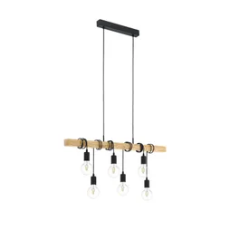 Suspension 6xE27 max 60W métal hètre EGLO Townshend