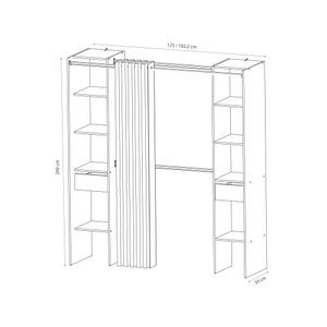 Kit dressing avec rideau blanc Star, H.200 x l.180 x P.50 cm