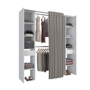 Kit dressing avec rideau blanc Star, H.200 x l.180 x P.50 cm