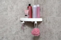 Etagère de bain / douche d'angle, blanche, Snap up shelf