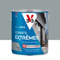 Peinture bois extérieur Climats extrêmes® V33, gris galet satiné 2.5 l