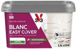 Peinture Multisupport V33 Easy Cover® Blanc Couvrant Satiné, 2.5 L