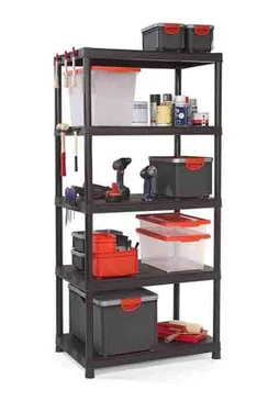 Etagère Résine Kis, 5 Tablettes, Noir L90Xh187Xp60 Cm