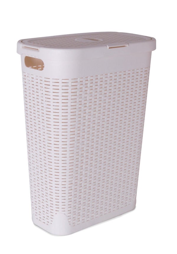 Panier à linge plastique cottage, blanc, 26.8 x 60 x 46.2 cm