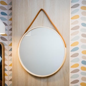 Miroir Rond Barbier Scandinave, Naturel Diam.41 Cm