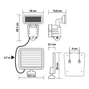 Projecteur solaire Kolding 530 Lumen noir INSPIRE
