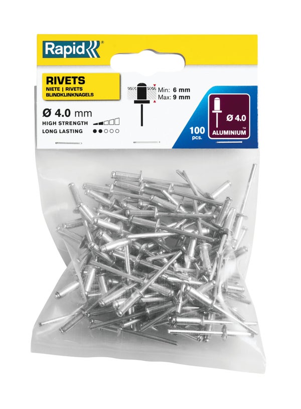 Lot De 100 Rivets Aluminium Diam.4 X H.12 Mm Rapid