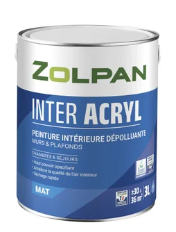 Peinture Mur Et Plafond Zolpan Inter Acrylique Blanc Mat, 3 L