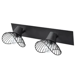 Rampe 2 spots, design, métal noir E14 max 40 W, SEYNAVE KASTELI