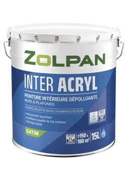 Peinture Mur Et Plafond Zolpan Inter Acrylique Blanc Satiné, 15 L