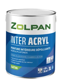 Peinture Mur Et Plafond Zolpan Inter Acrylique Blanc Satiné, 3 L