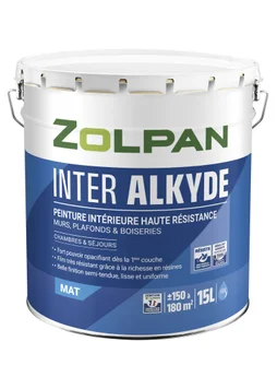 Peinture Mur, Plafond Et Boiserie Zolpan Inter Alkyde Blanc Mat, 15 L