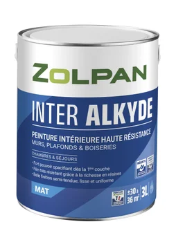 Peinture Mur, Plafond Et Boiserie Zolpan Inter Alkyde Blanc Mat, 3 L