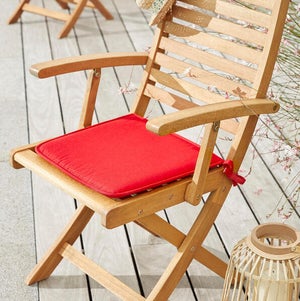 Galette d'assise de chaise ou de fauteuil carré Feria, L.38 x l.38 x H.3 cm rouge