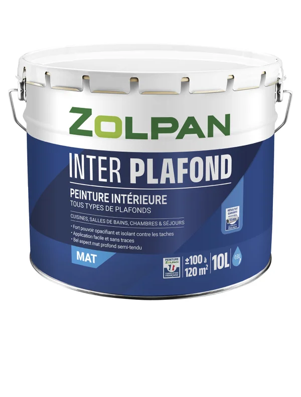 Peinture Plafond Zolpan Inter Plafond Blanc Mat, 10 L