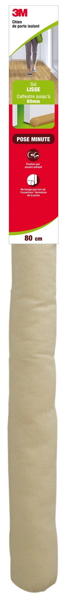 Bas de porte fixation aimant adhésif, 3M, L.80 cm beige