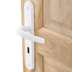 2 Poignées De Porte Trou De Clé Inspire, Acier, Blanc, 195 Mm