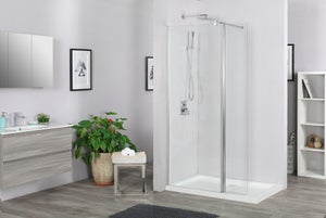 Paroi de douche à l'italienne verre transparent, l.80+30 cm, Ep.6 mm chromé Easy