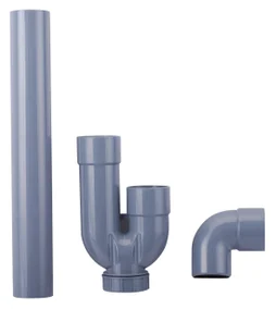 Siphon horizontal pour lave-linge polypropylène, Diam.40 mm