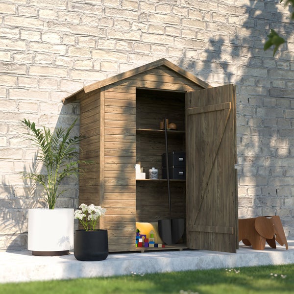 Armoire de jardin bois Léo naturel, L.193 X H.220 X P.83 Cm