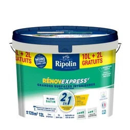 Peinture mur, plafond et boiserie Ripolin renov express blanc satiné, 12L