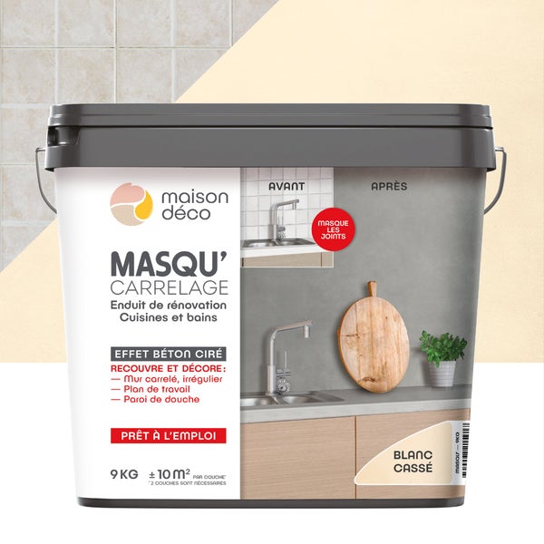 Enduit Masqu'Carrelage Et Mur Maison Deco, Blanc Cassé, 9 Kg