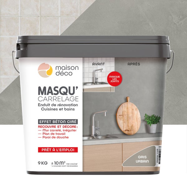 Enduit Masqu'Carrelage Et Mur Maison Deco, Gris Urbain, 9 Kg