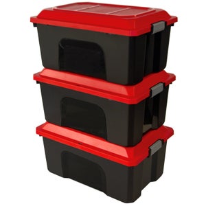 Lot de 3 malles DIY SUNDIS 40L noir/rouge