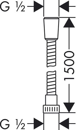 Flexible de douche L.150 cm chrome, HANSGROHE Metaflex