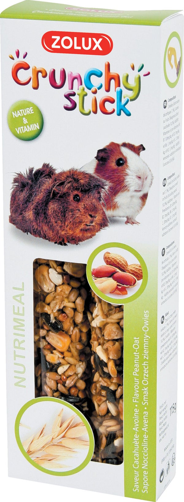 Friandise  cochon d'inde crunchy stick cacahuète/avoine 115g