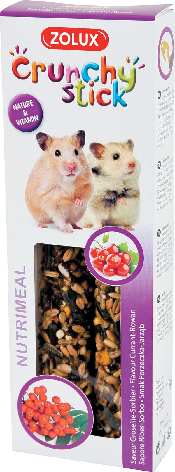 Friandise hamster crunchy stick groseille/baie sorbier 115g