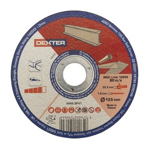 Disque de coupe pour acier T41, DEXTER, diam. 125 x 1.6 x 22.23 mm