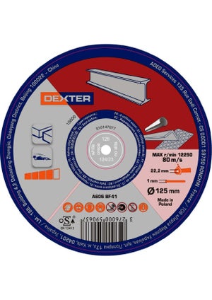 Disque de coupe pour acier T41, DEXTER, diam. 125 x 1.0 x 22.2 mm