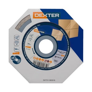 Lot De 2 Disques Diamant Plein Pour Carrelage Dexter, 115 Mm