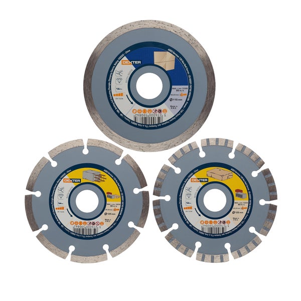 3 Disques Diamant Céramique/Béton Pr Matériaux De Construction Dexter, Diam115Mm