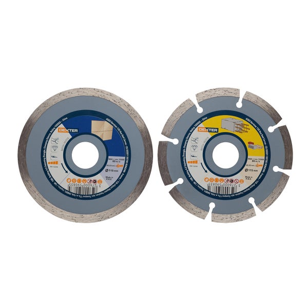 2 Disques Céramique/Béton Pour Matériaux De Construction Dexter, Diam.115 Mm