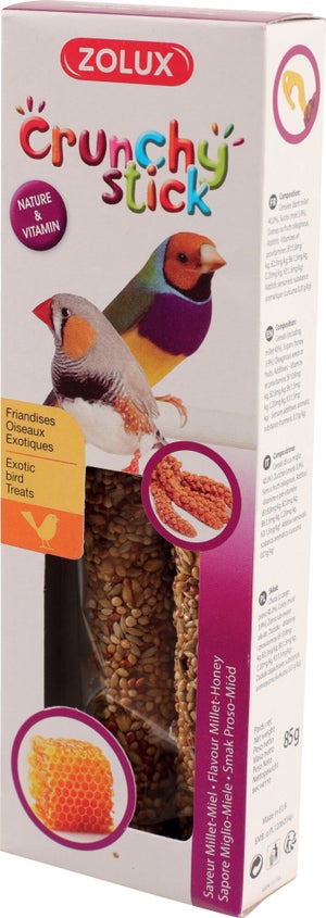 Friandise oiseau exotique crunchy stick millet/miel 85