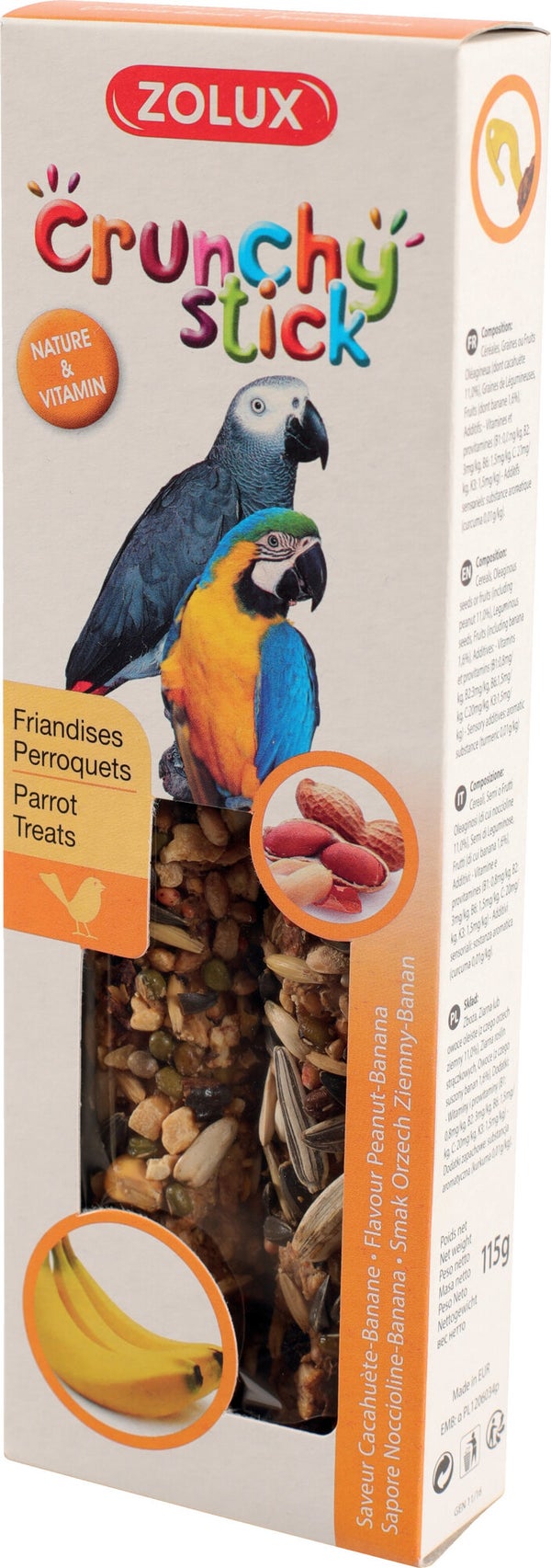 Friandise perroquet crunchy stick cacahuète/banane 115