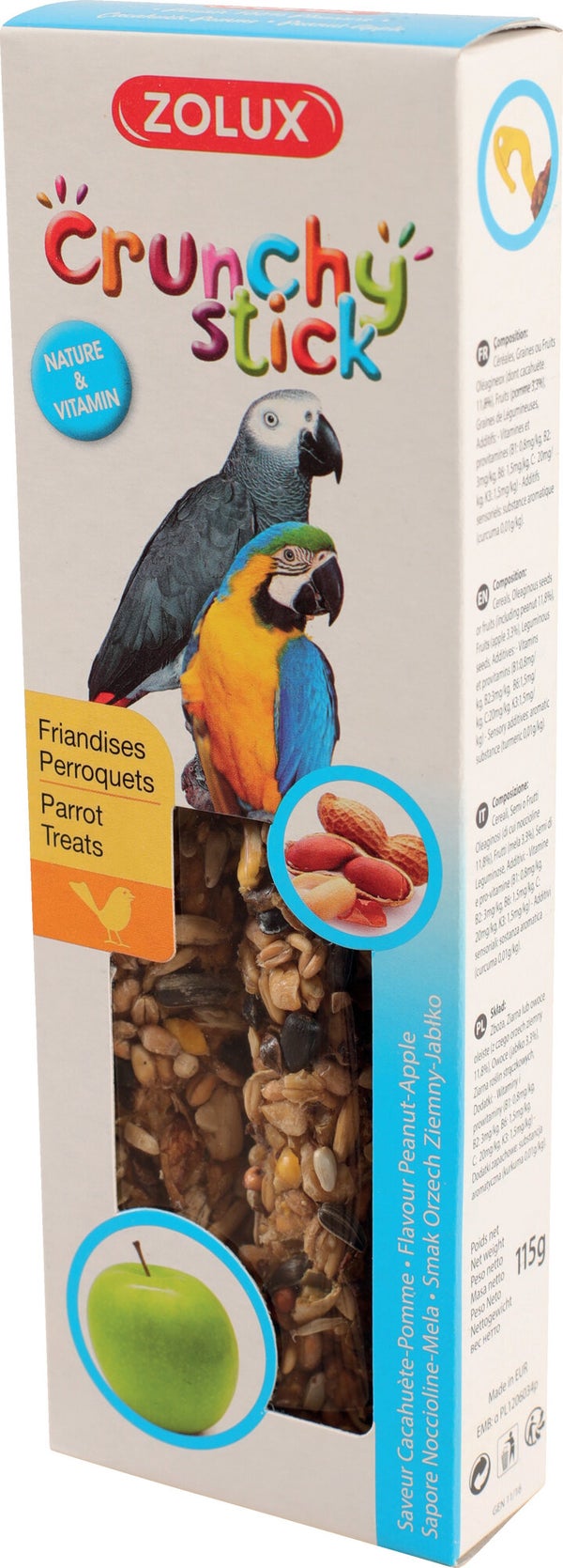 Friandise perroquet crunchy stick cacahuète/pomme 115