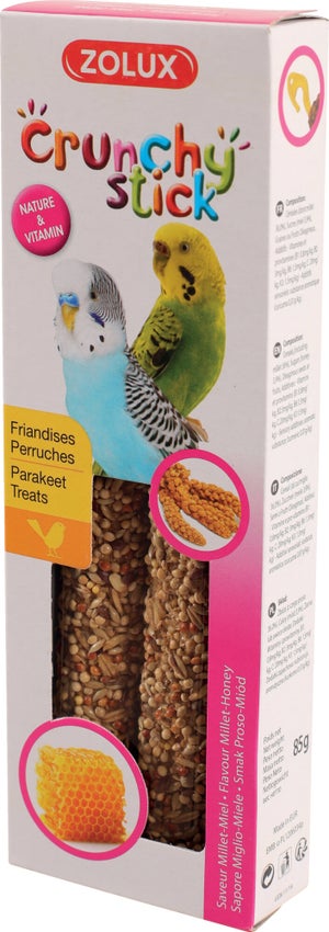 Friandise perruche crunchy stick millet/miel 85