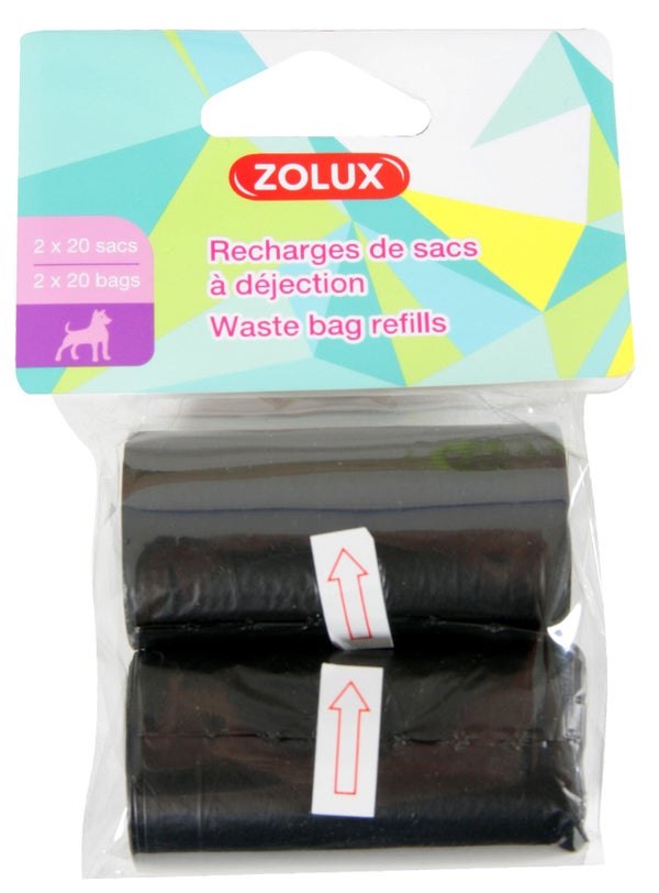 Lot de 2 recharges de 20 sacs à déjection canine, ZOLUX