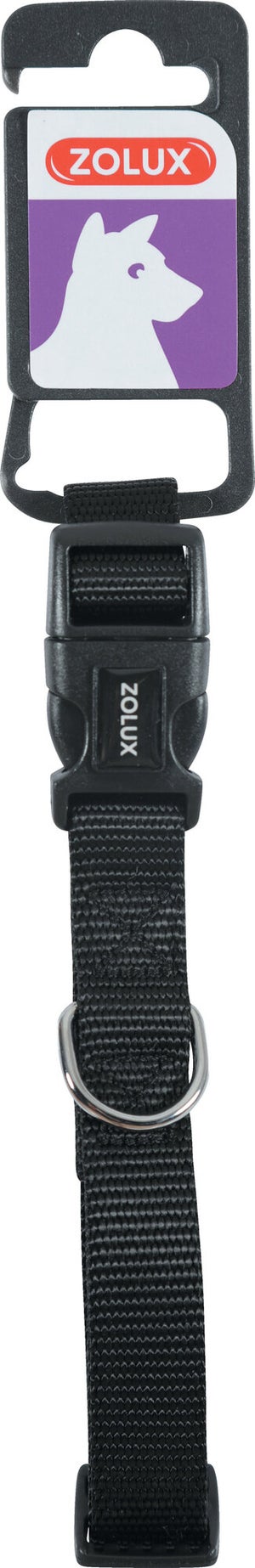 Collier chien nylon 25/35 cm noir