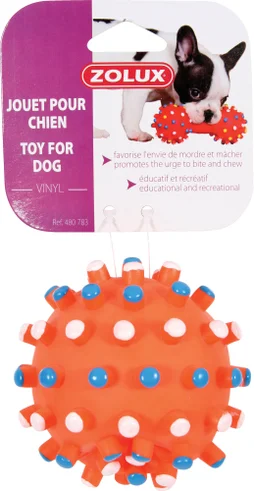 Jouet chien vinyl balle picot 9cm