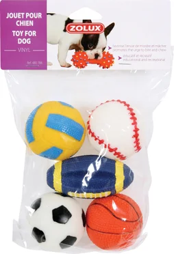 Jouet chien vinyl balle sport 6cm