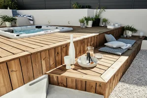 Lame terrasse en pin marron KUHMO 2, L.240 x l.14.5 cm x Ep.27 mm