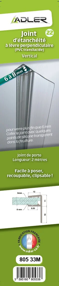 Joint d'étanchéité lèvre perpendiculaire, 200 cm