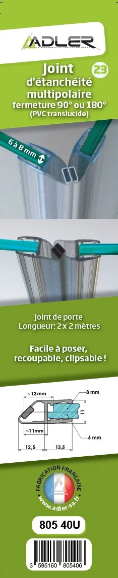 Joint d'étanchéité magnétique, 2 x 200 cm