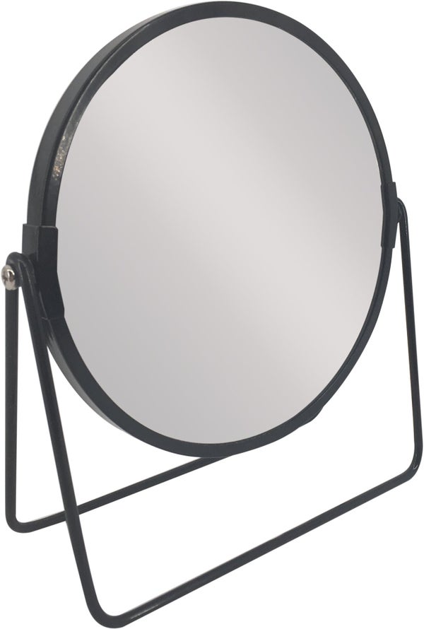 Miroir grossissant x 2 rond à poser, H.16 x l.16 x P.8.5 cm, Basic noir