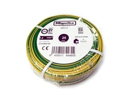Fil Électrique 1.5 Mm² H07Vu, En Couronne De 25M Vert / Jaune