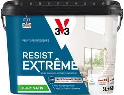 Peinture Mur, Plafond Et Boiserie V33 Résist' Extrême® Blanc Satiné, 5 L
